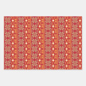 リトアニアヴィンテージフォークアート幾何学星模様 ラッピングペーパーシート (正面2)