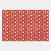 リトアニアヴィンテージフォークアート幾何学星模様 ラッピングペーパーシート (正面)