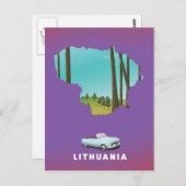 リトアニア図解入りの、写真付きの地図の旅行ポスター ポストカード (正面/裏面)