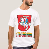 リトアニア国旗と紋章の愛国心 Tシャツ (正面)