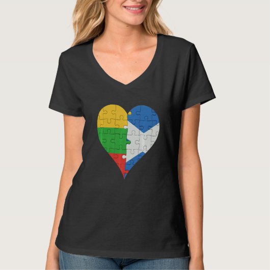 リトアニア国旗のハート Tシャツ (正面)
