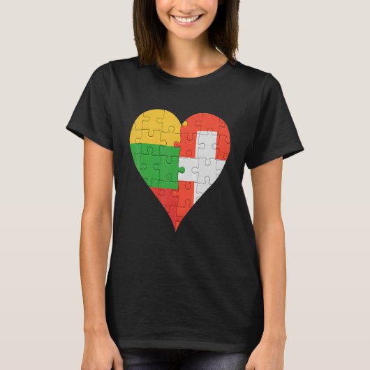 リトアニア国旗のハート Tシャツ (正面)