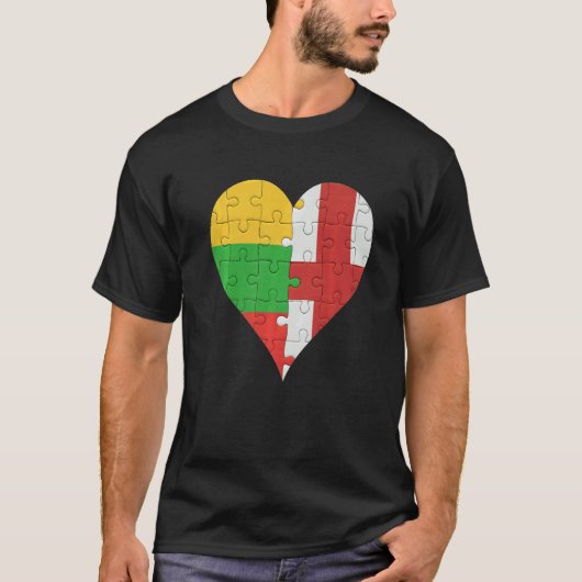 リトアニア国旗のハート Tシャツ (正面)