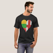 リトアニア国旗のハート Tシャツ (正面フル)