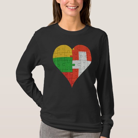 リトアニア国旗のハート Tシャツ (正面)