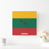 リトアニア国旗の輝く愛国心 スクエア壁時計 (ホーム)