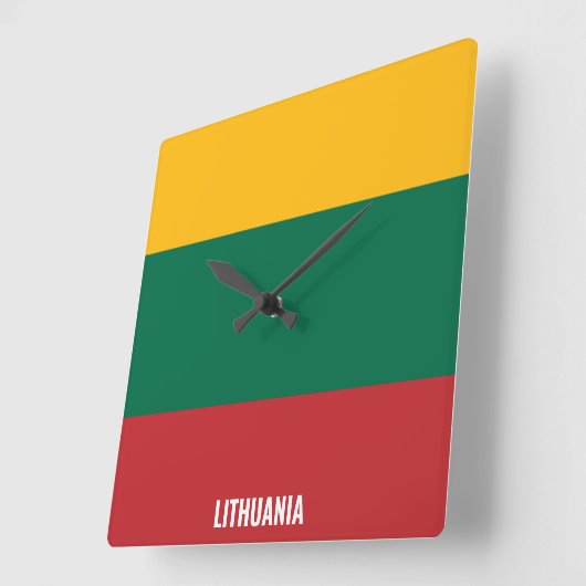 リトアニア国旗の輝く愛国心 スクエア壁時計 (傾斜)