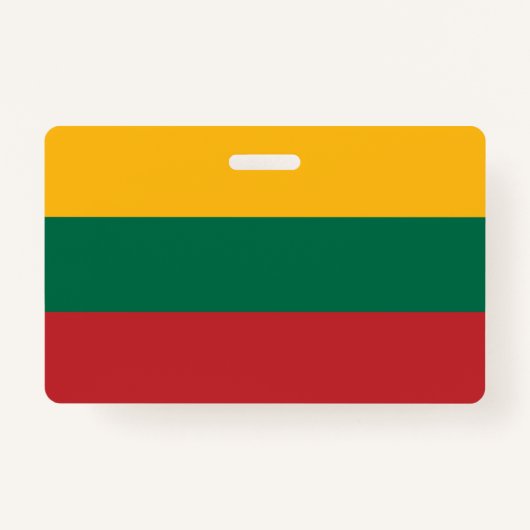 リトアニア国旗を持つネームバッジ バッジ (正面)