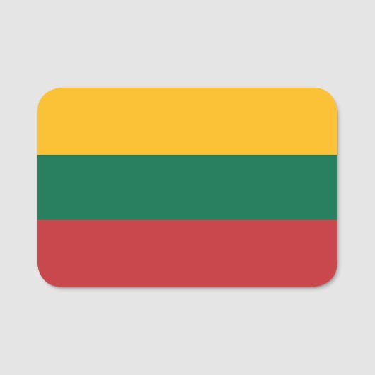 リトアニア国旗を持つ愛国的な名前タグ 名札 (正面)