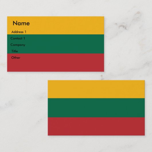 リトアニア国旗を掲げた名刺 名刺 (正面/裏面)