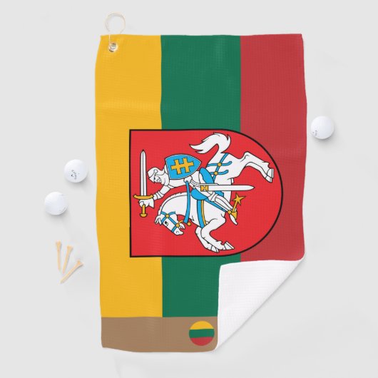 リトアニア国旗&リトアニアモノグラムの/ゴルフゴルフ ゴルフタオル (インサイチュ)