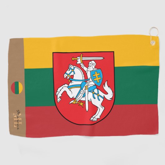 リトアニア国旗&リトアニアモノグラムの/ゴルフゴルフ ゴルフタオル (横)
