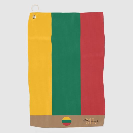 リトアニア国旗&リトアニアモノグラムの/ゴルフ ゴルフタオル (正面)