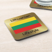 リトアニア国旗+文字コースター コースター (左側)