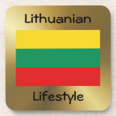 リトアニア国旗+文字コースター コースター (正面)