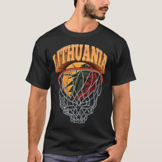 リトアニア強いバスケットボールスケルトンネット Tシャツ