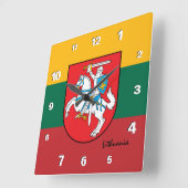 リトアニア時計、愛国的なホーム、リトアニア国旗 スクエア壁時計 (傾斜)