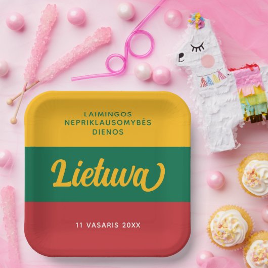 リトアニア独立記念日の国旗 ペーパープレート (パーティー)