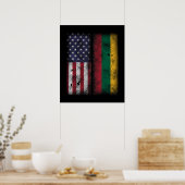 リトアニア米国国旗リトアニアリエトゥヴァ ポスター (キッチン)