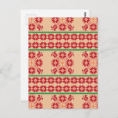 リトアニア素朴のオレンジとグリーンフォークアートデザイン ポストカード (正面/裏面)