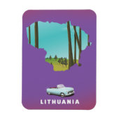 リトアニア イラスト風地図 旅行ポスター マグネット (縦)