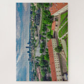 リトアニア，ヴィリニュスの空中表示 ジグソーパズル (縦)