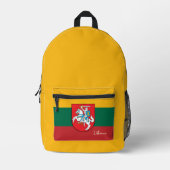 リトアニア，黄，バックパック，リトアニア国旗 プリントバックパック (正面)