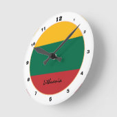 リトアモダンニア国旗&リトアニアトレンディー/デザイン ラウンド壁時計 (傾斜)