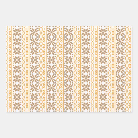 リトア伝統的ニアフォークアートスターパターン ラッピングペーパーシート (正面3)