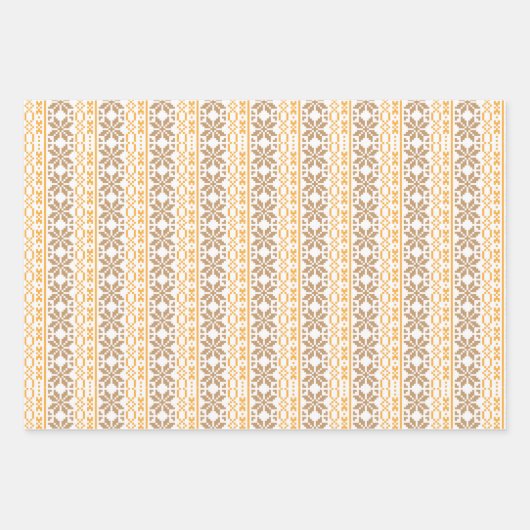 リトア伝統的ニアフォークアートスターパターン ラッピングペーパーシート (正面)