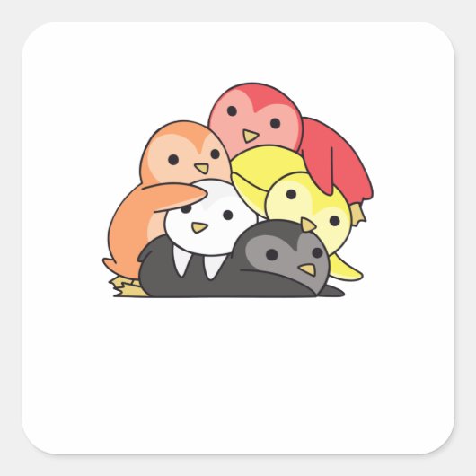 リトセクシャル国旗のプライドLgbtqかわいいペンギン スクエアシール (正面)