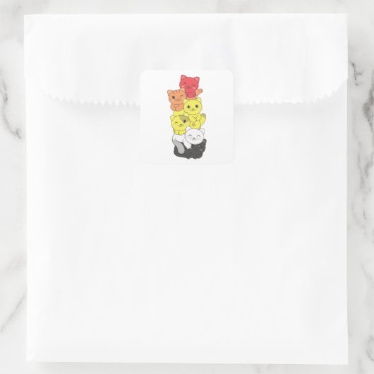 リトセクシャル国旗のプライドLgbtqかわいい猫のパイルスクエアS スクエアシール (バッグ)