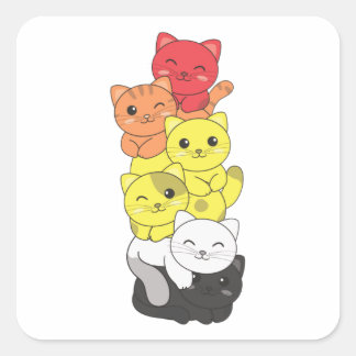 リトセクシャル国旗のプライドLgbtqかわいい猫のパイルスクエアS スクエアシール