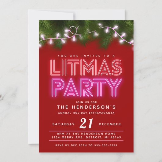 リトマスパーティーおもしろいクリスマスパーティー 招待状 (正面)