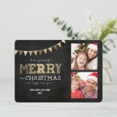 リトメリールクリスマス金ゴールドグリッター2フォトカード シーズンカード (スタンド正面)