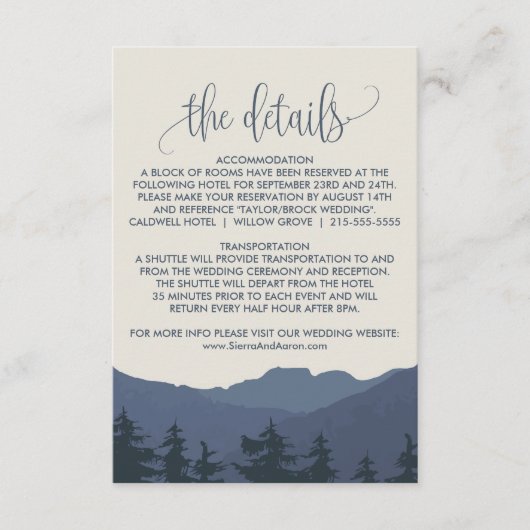 リトリートザマウンテンズ結婚詳細カード エンクロージャーカード (正面)