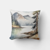 リトリート素朴マウンテンウォーターカラーをテーマにした クッション (正面)