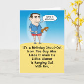 リトルおもしろいウィナー誕生日の男 カード (黄色い花)