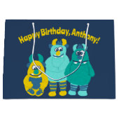 リトルおもしろいカートーンモンスターズ誕生日 ラージペーパーバッグ (正面)