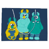 リトルおもしろいカートーンモンスターズ誕生日 ラージペーパーバッグ (裏面)