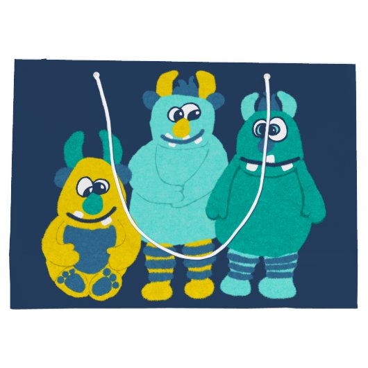 リトルおもしろいカートーンモンスターズ誕生日 ラージペーパーバッグ (裏面)