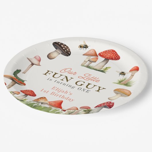 リトルおもしろいガイきのこビーボーイ誕生日 ペーパープレート (アングル)