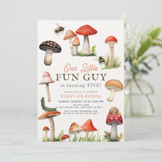 リトルおもしろいガイきのこビーボーイ誕生日 招待状 (スタンド正面)