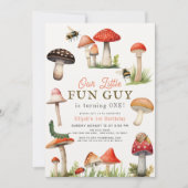 リトルおもしろいガイきのこビー男の子1歳の誕生日 招待状 (正面)
