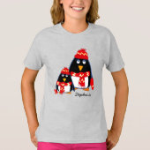 リトルおもしろいペンギンカスタムズクリスマスTシャツ Tシャツ (正面)