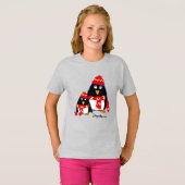 リトルおもしろいペンギンカスタムズクリスマスTシャツ Tシャツ (正面フル)