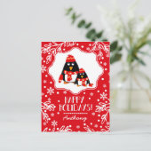 リトルおもしろいペンギン |クリスマス名前をカスタムする シーズンポストカード (スタンド正面)