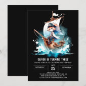 リトルおもしろい海賊誕生日 招待状 (正面/裏面)