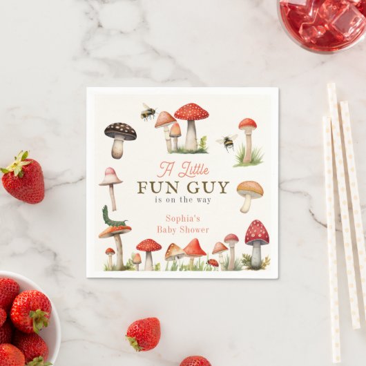 リトルおもしろい男きのこ蜂の男の子ベイビーシャワー スタンダードカクテルナプキン (インサイチュ)