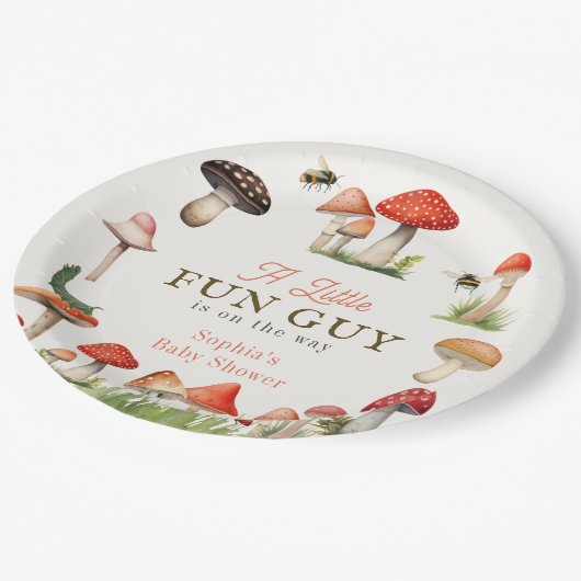 リトルおもしろい男きのこ蜂の男の子ベイビーシャワー ペーパープレート (アングル)
